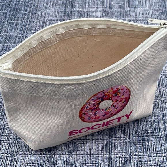Dogeared Make Up Bag SOCIETY Zip Up Bag Cotton Donut New - Picture 4 of 10
